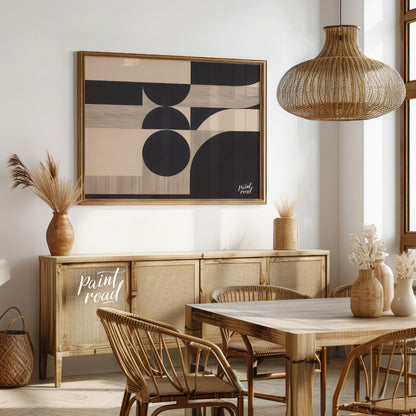 Geometric Echo presents a striking composition of abstract shapes and lines, creating a visually co… for dining room