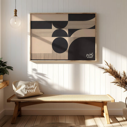 Geometric Echo presents a striking composition of abstract shapes and lines, creating a visually co… for entryway