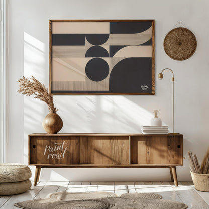 Geometric Echo presents a striking composition of abstract shapes and lines, creating a visually co… for living room