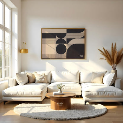 Geometric Echo presents a striking composition of abstract shapes and lines, creating a visually co… for living room