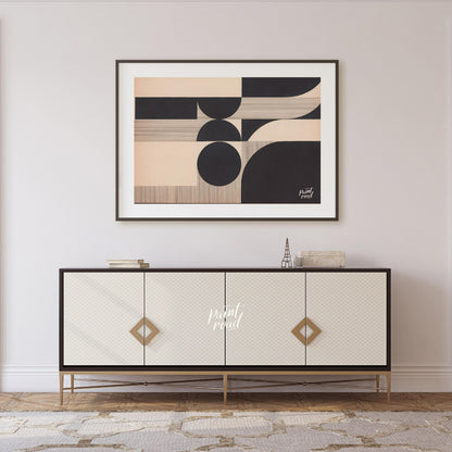 Geometric Echo presents a striking composition of abstract shapes and lines, creating a visually co… for living room