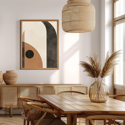 This mesmerizing piece blends geometric abstraction with earthy tones, creating a sense of balance for Extra Kitchen
