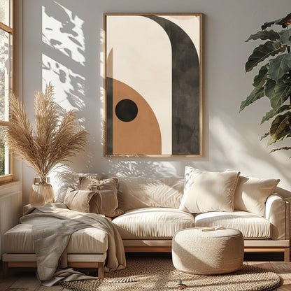This mesmerizing piece blends geometric abstraction with earthy tones, creating a sense of balance for Sitting Area