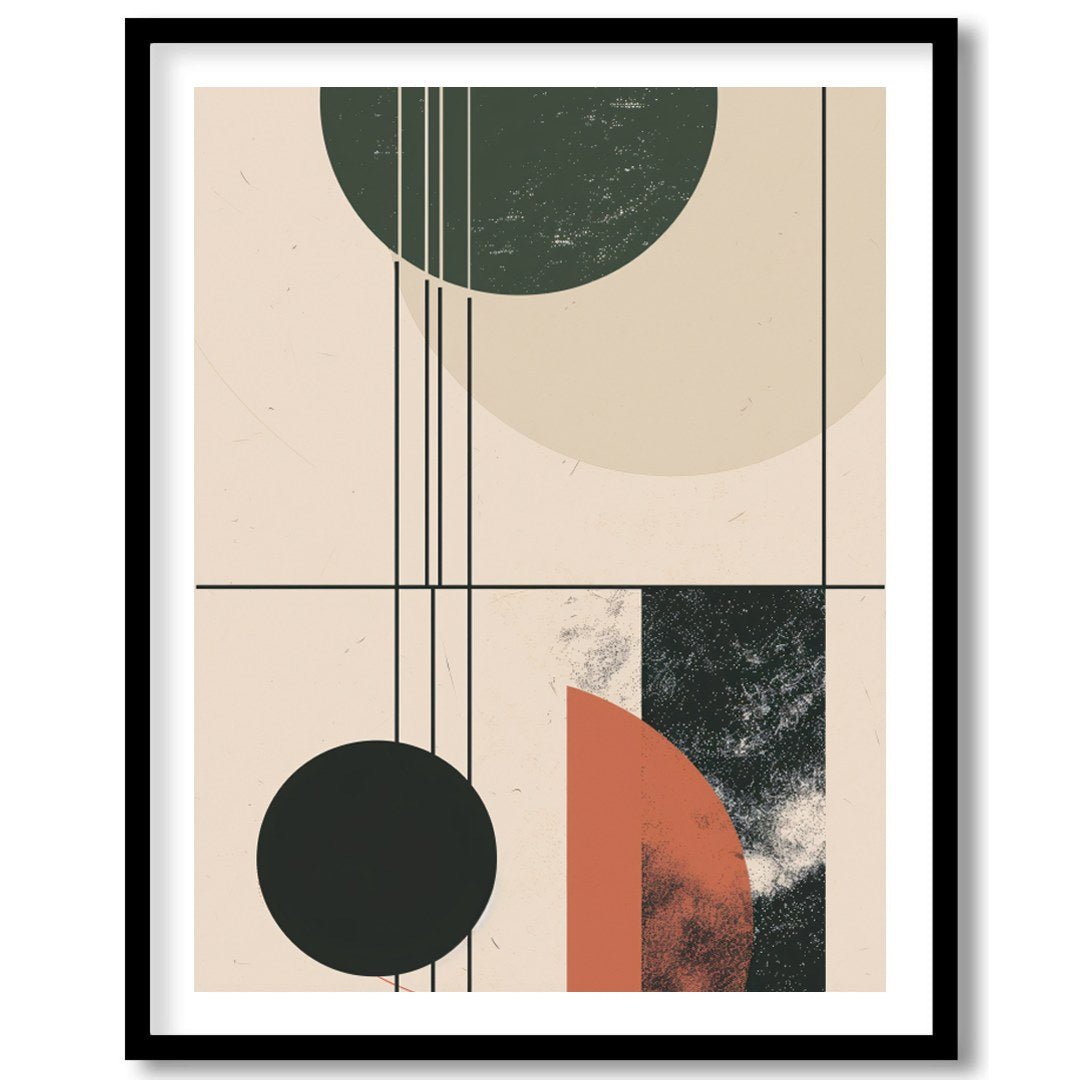 This modern piece captivates with its interplay of geometric forms and earthy colors, exuding a for house