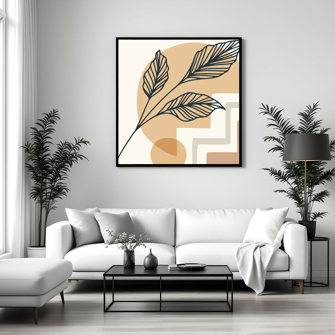 Enhance your space with this minimalist piece featuring a captivating blend of geometric shapes and for Sitting Area