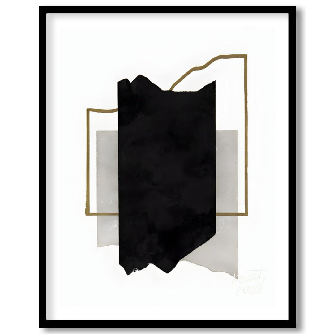 """Geometric Fragment"" presents a minimalist abstract composition with a focus on geometric shapes… for home