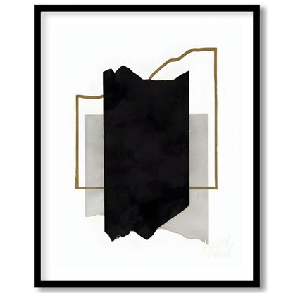 """Geometric Fragment"" presents a minimalist abstract composition with a focus on geometric shapes… for home