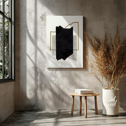 """Geometric Fragment"" presents a minimalist abstract composition with a focus on geometric shapes… for living room