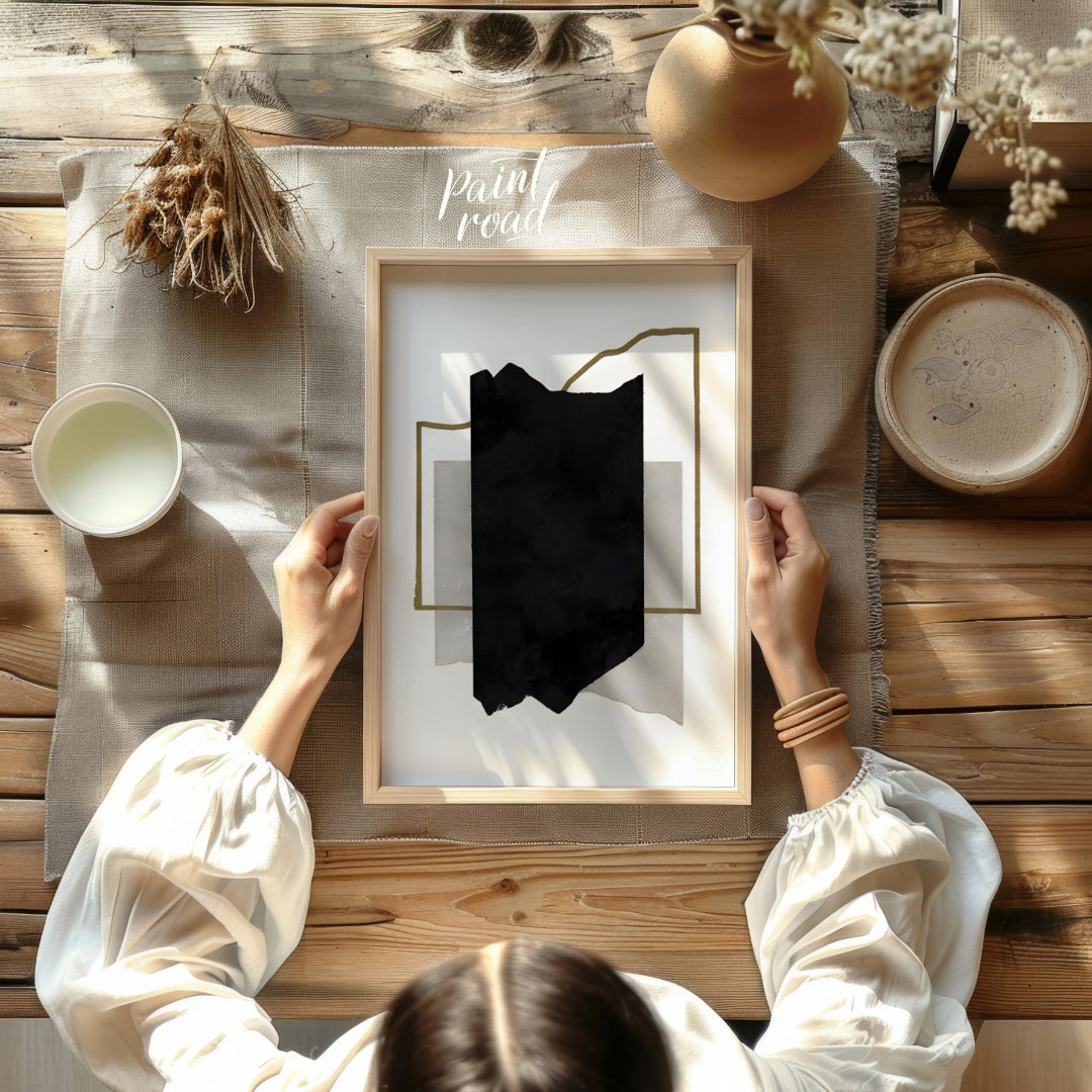 """Geometric Fragment"" presents a minimalist abstract composition with a focus on geometric shapes… for other