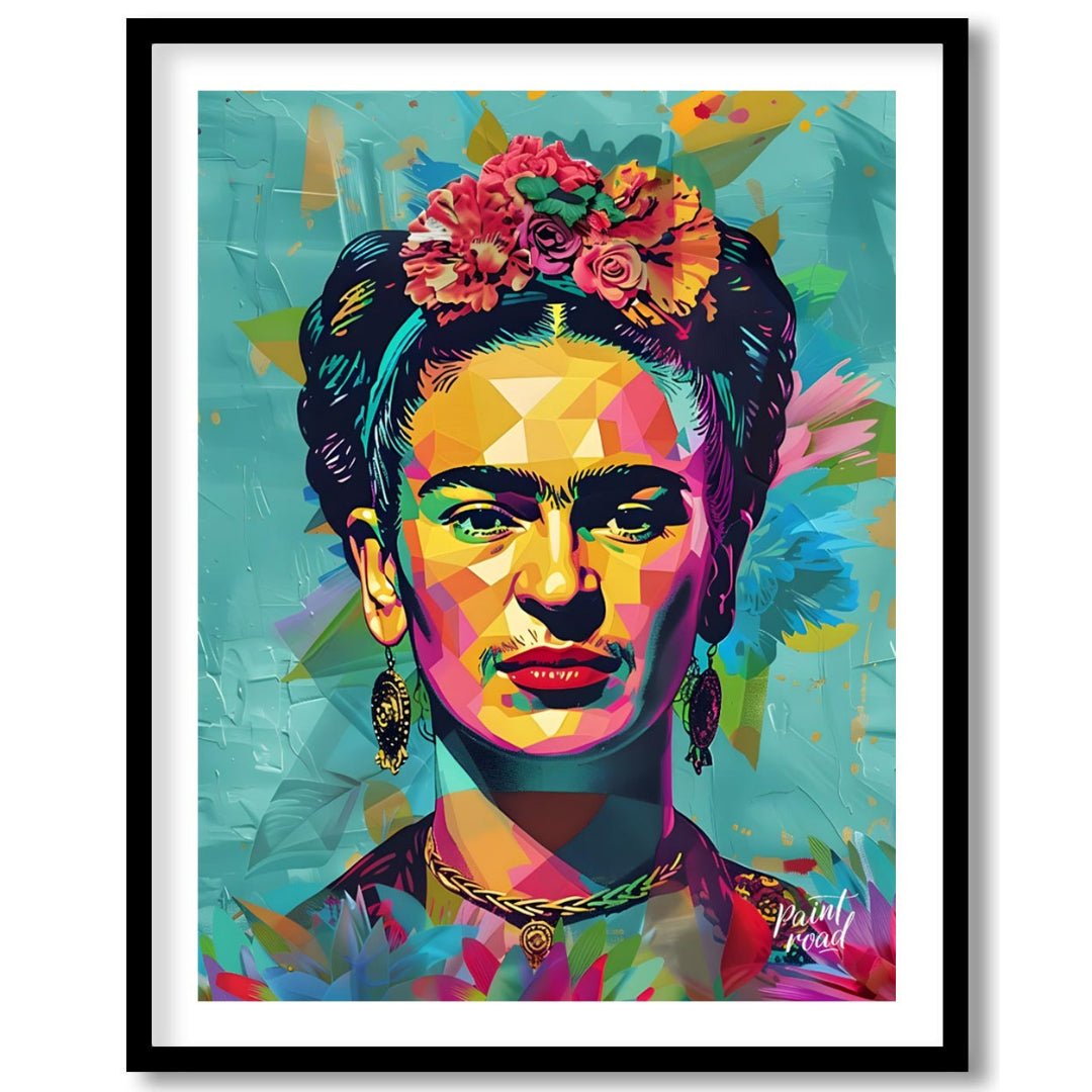 This vibrant art presents a vibrant and modern interpretation of the iconic Frida Kahlo. Her recogn… for room