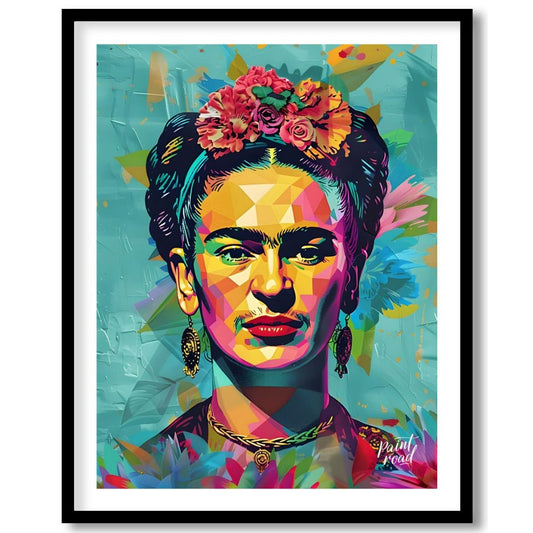 This vibrant art presents a vibrant and modern interpretation of the iconic Frida Kahlo. Her recogn… for room