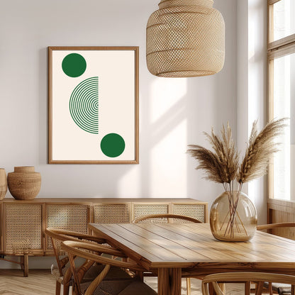 Elevate your space with this captivating geometric artwork featuring bold green circles and a half for Extra Kitchen
