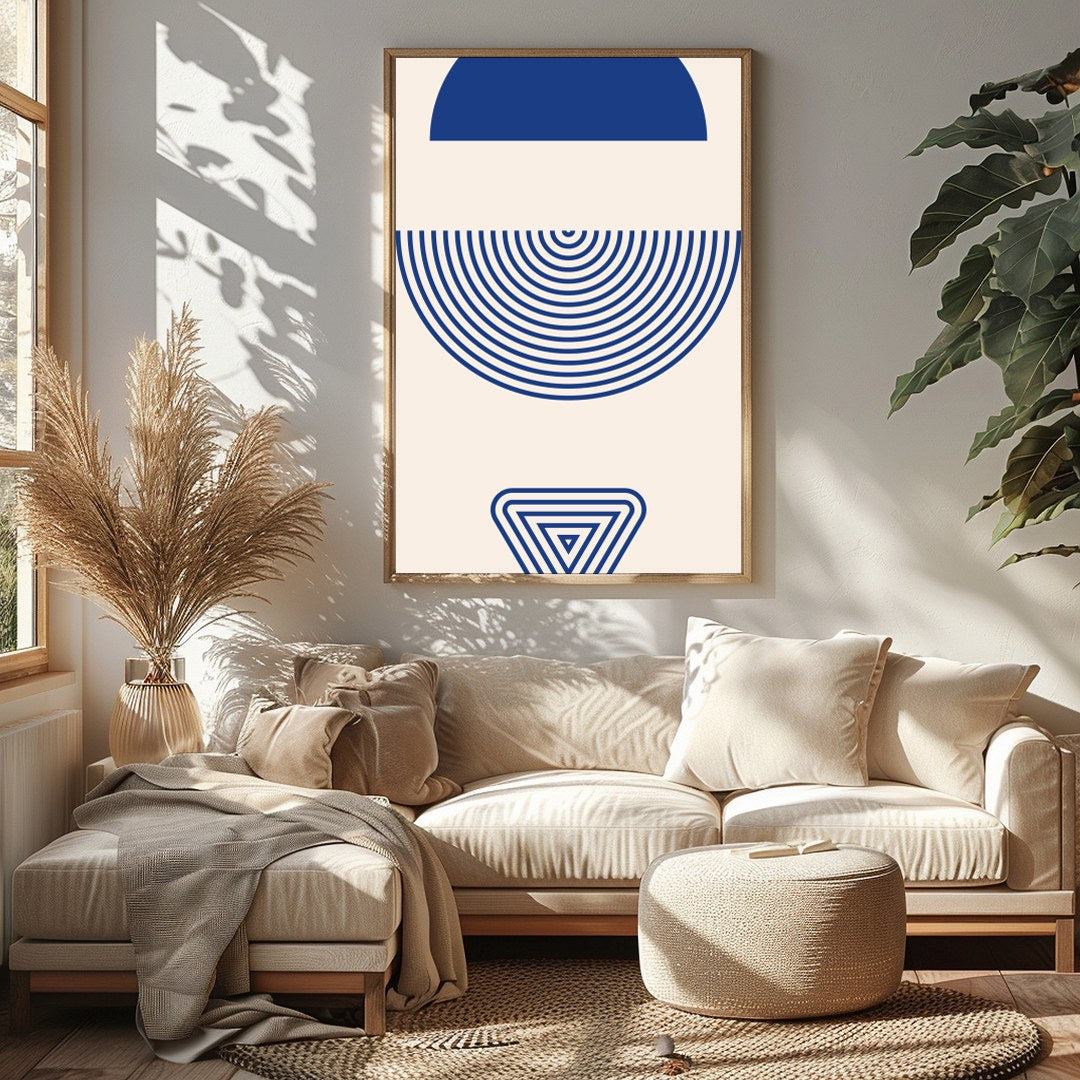 This captivating piece of wall art balances the beauty of geometric shapes with a minimalist for Sitting Area
