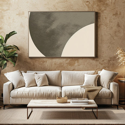 This striking abstract piece captures the essence of modern minimalism with its geometric shapes for Family Room