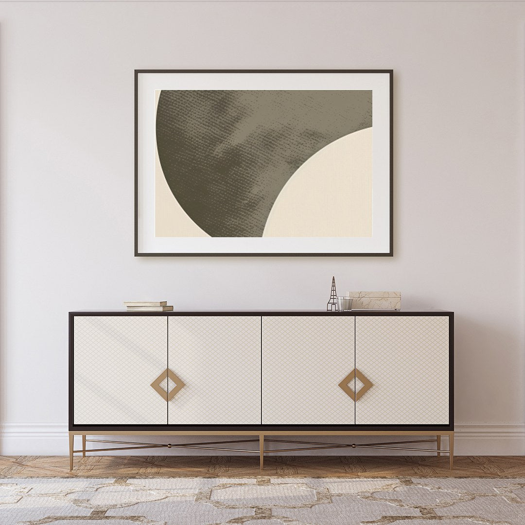 This striking abstract piece captures the essence of modern minimalism with its geometric shapes for Foyer