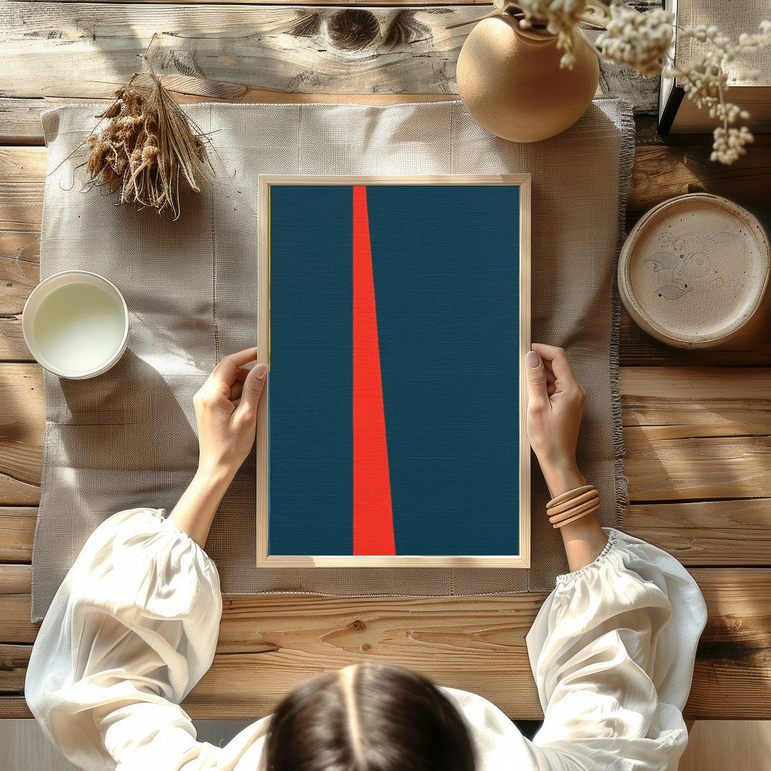 Invite vibrant energy into your space with this geometric abstract piece, reminiscent of a for decor