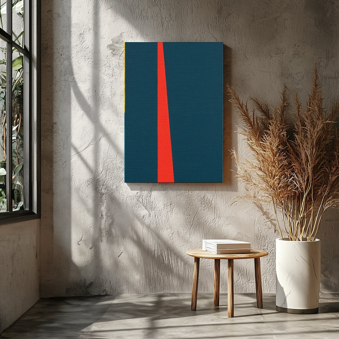 Invite vibrant energy into your space with this geometric abstract piece, reminiscent of a for Entrance