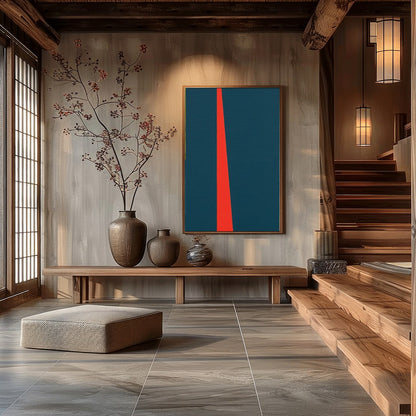 Invite vibrant energy into your space with this geometric abstract piece, reminiscent of a for Hall