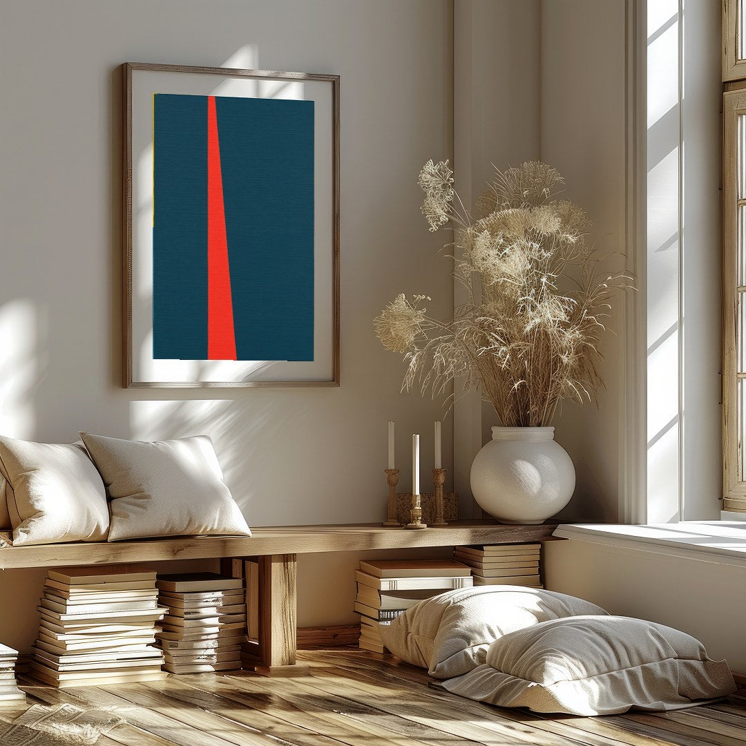 Invite vibrant energy into your space with this geometric abstract piece, reminiscent of a for kitchen