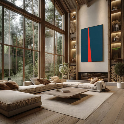 Invite vibrant energy into your space with this geometric abstract piece, reminiscent of a for Living Room