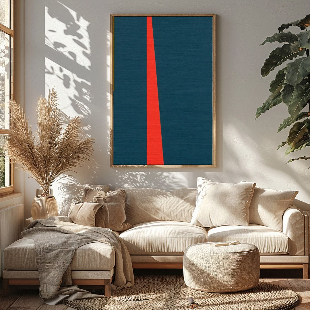 Invite vibrant energy into your space with this geometric abstract piece, reminiscent of a for Sitting Area