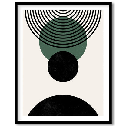 Elevate your space with this modern geometric abstraction, featuring bold circles and dynamic lines for dwelling