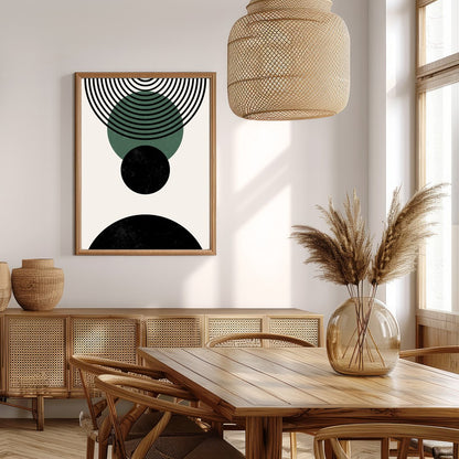 Elevate your space with this modern geometric abstraction, featuring bold circles and dynamic lines for Extra Kitchen