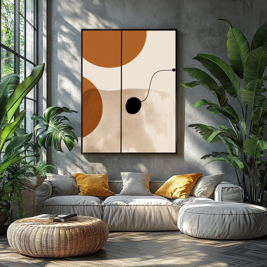 Elevate your space with this modern geometric wall art, featuring harmonious shapes in earthy for Balcony