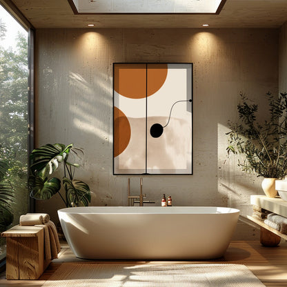 Elevate your space with this modern geometric wall art, featuring harmonious shapes in earthy for Bathroom