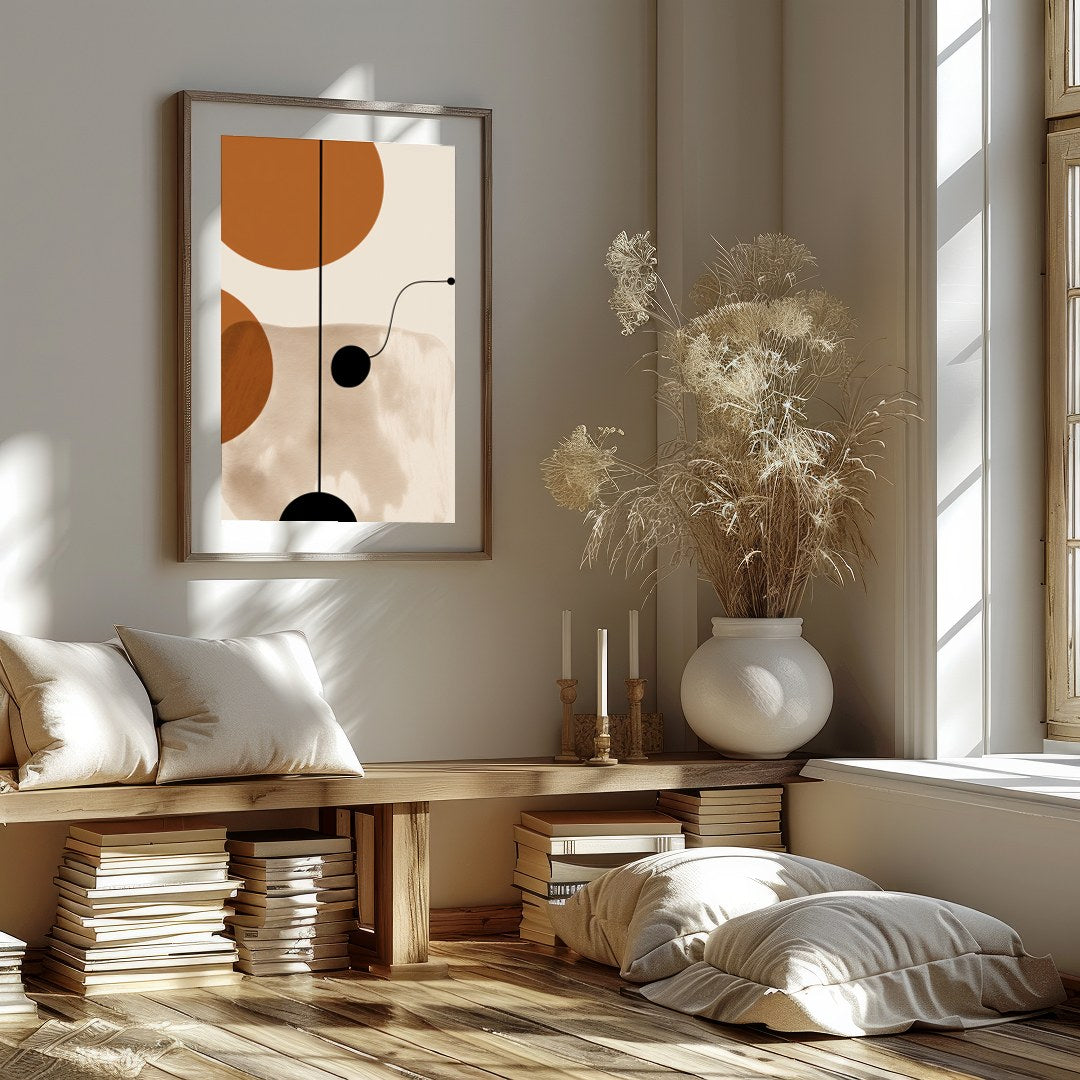 Elevate your space with this modern geometric wall art, featuring harmonious shapes in earthy for bedroom