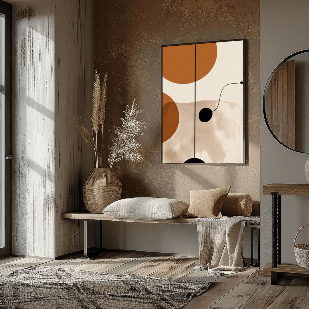 Elevate your space with this modern geometric wall art, featuring harmonious shapes in earthy for hallway