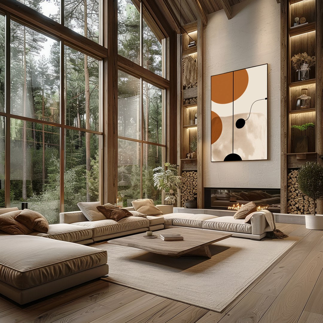 Elevate your space with this modern geometric wall art, featuring harmonious shapes in earthy for Living Room