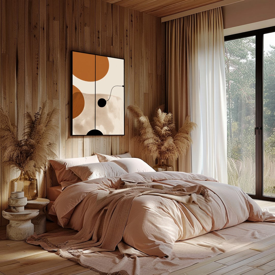 Elevate your space with this modern geometric wall art, featuring harmonious shapes in earthy for office