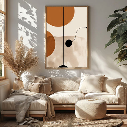 Elevate your space with this modern geometric wall art, featuring harmonious shapes in earthy for Sitting Area