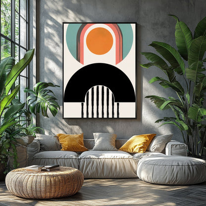 Elevate your space with 'Geometric Harmony,' a captivating blend of abstract shapes and bold for Balcony