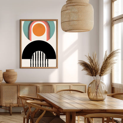 Elevate your space with 'Geometric Harmony,' a captivating blend of abstract shapes and bold for Extra Kitchen
