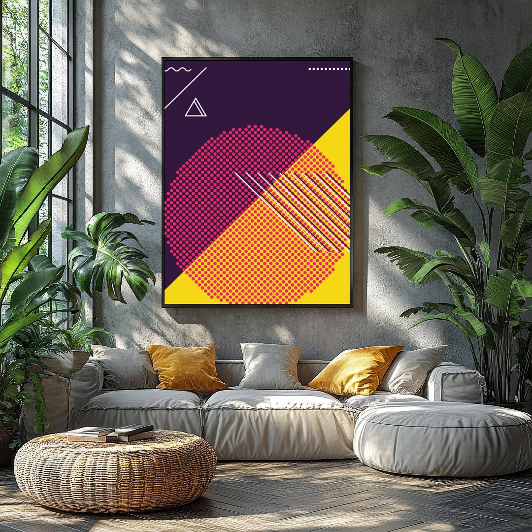 Explore the vibrant clash of hues and forms in this dynamic abstract piece. Featuring bold for Balcony