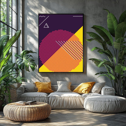 Explore the vibrant clash of hues and forms in this dynamic abstract piece. Featuring bold for Balcony