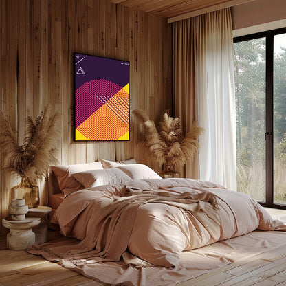 Explore the vibrant clash of hues and forms in this dynamic abstract piece. Featuring bold for Bedroom