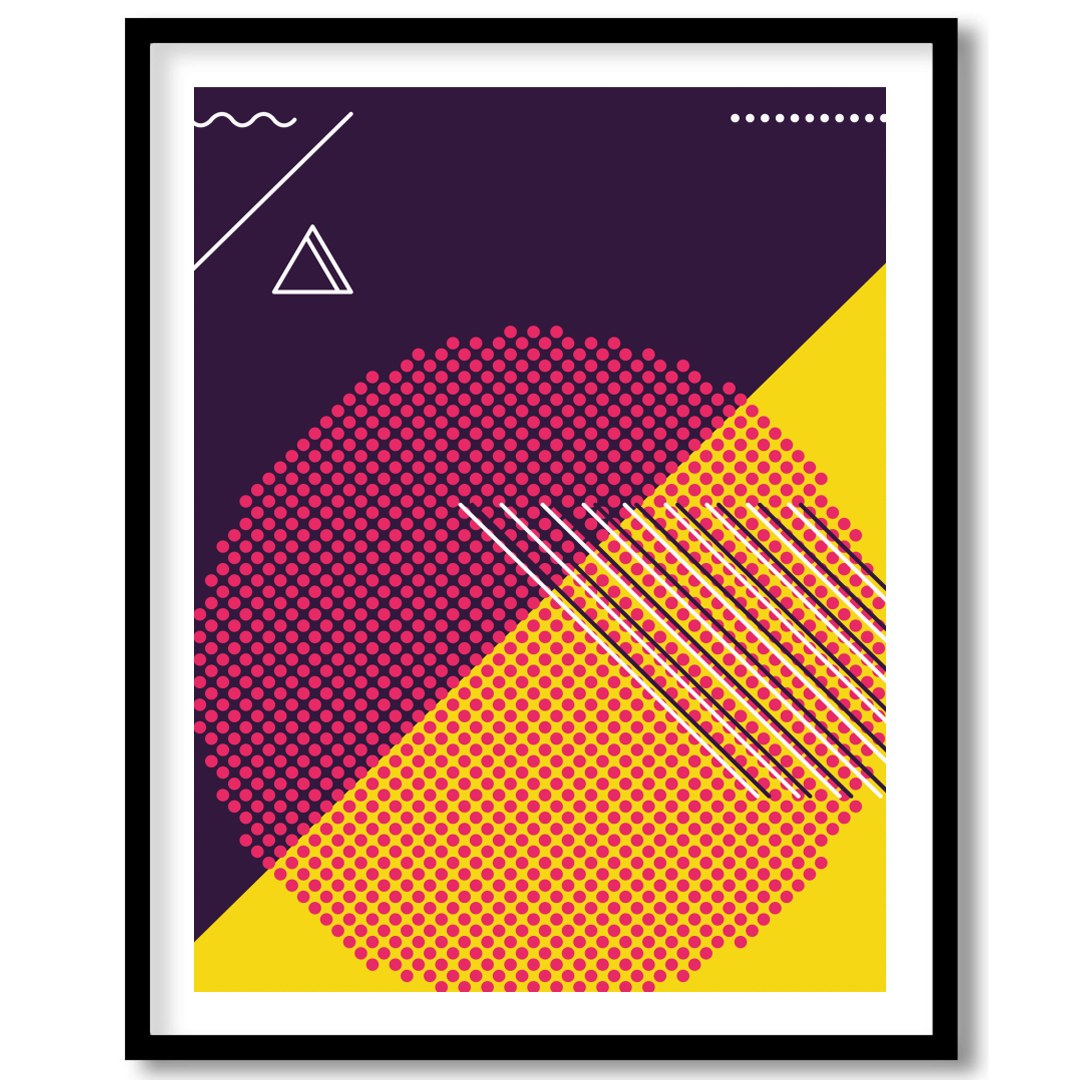 Explore the vibrant clash of hues and forms in this dynamic abstract piece. Featuring bold for interior