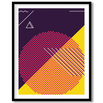 Explore the vibrant clash of hues and forms in this dynamic abstract piece. Featuring bold for interior