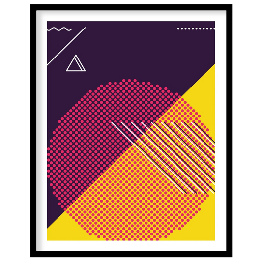 Explore the vibrant clash of hues and forms in this dynamic abstract piece. Featuring bold for interior