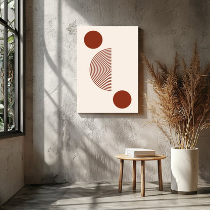 This minimalist artwork offers a striking balance with its concentric circles and bold solid dots, for Entrance