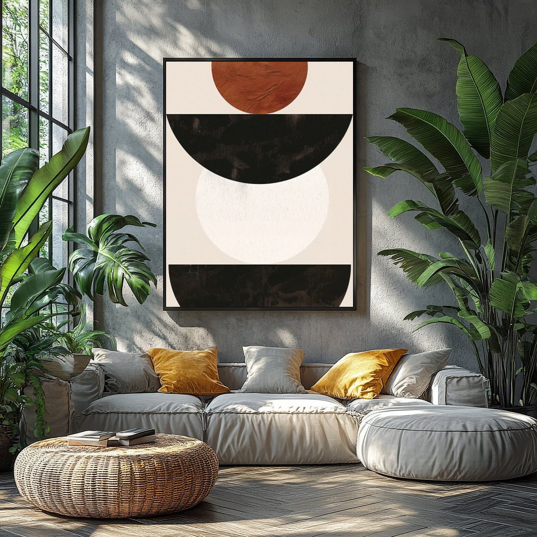 This captivating piece blends simplicity with an earthy elegance, featuring bold geometric shapes. for Balcony