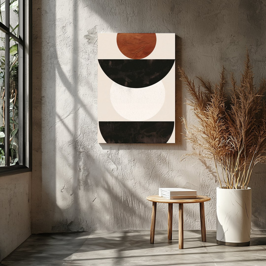 This captivating piece blends simplicity with an earthy elegance, featuring bold geometric shapes. for Entrance