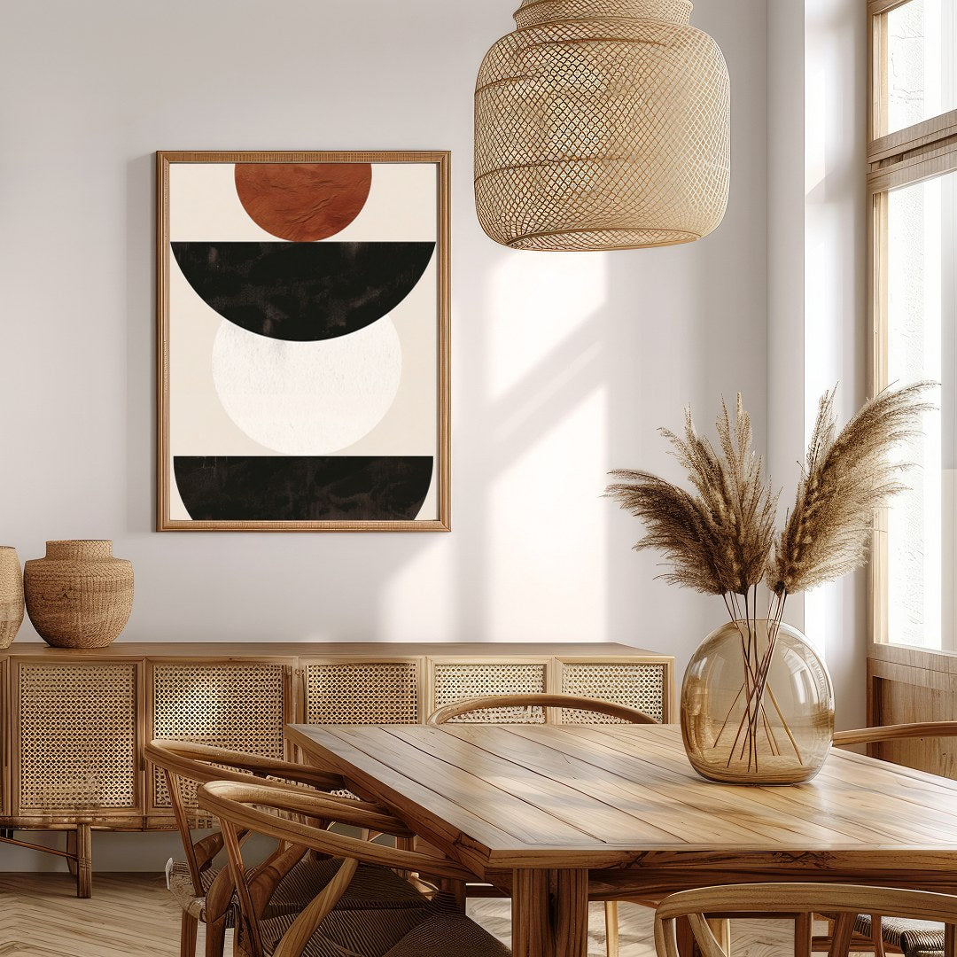This captivating piece blends simplicity with an earthy elegance, featuring bold geometric shapes. for Extra Kitchen