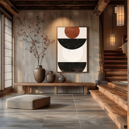 This captivating piece blends simplicity with an earthy elegance, featuring bold geometric shapes. for Hall