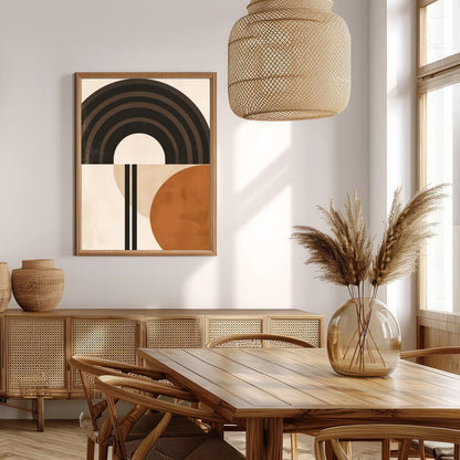 This striking abstract piece combines bold geometric shapes with a palette of earthy tones. Perfect for Extra Kitchen