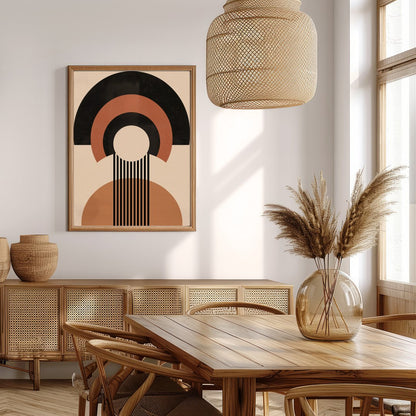 Elevate your space with this captivating geometric masterpiece, featuring bold shapes in warm earth for Extra Kitchen