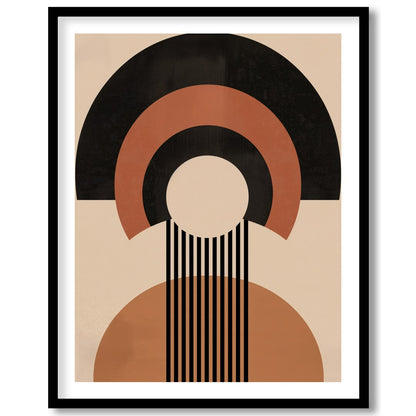 Elevate your space with this captivating geometric masterpiece, featuring bold shapes in warm earth for sanctuary